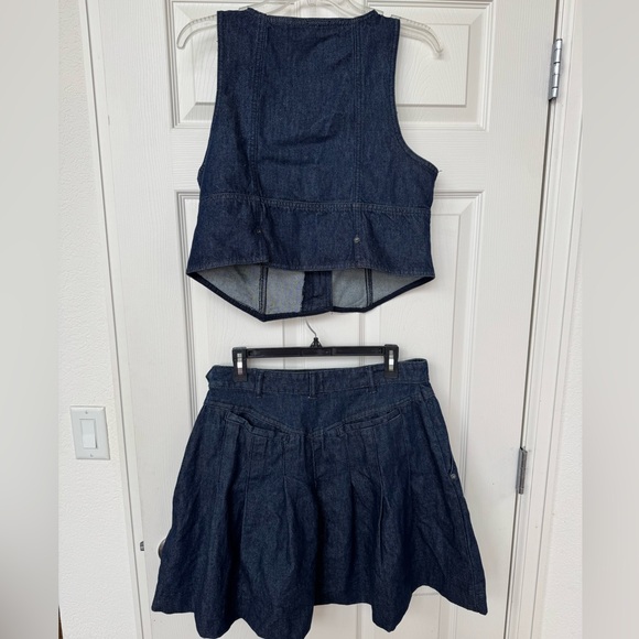 Free People Denim Vest and Skirt Set - Dark Blue - Picture 4 of 8